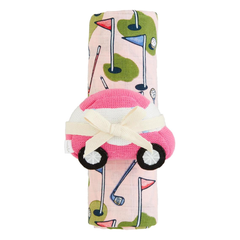 Pink Golf Swaddle and Rattle Set