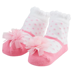 Pink Puff Mary Jane Baby Socks