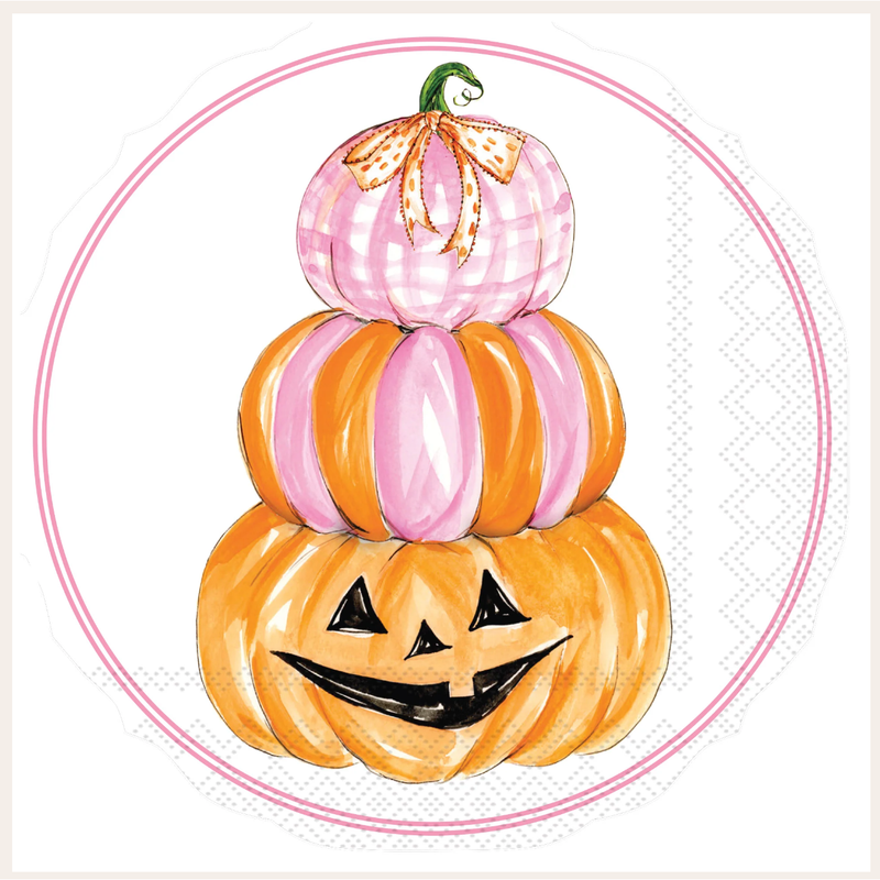 Pink Pumpkin Stack Shaped Lunch Napkin