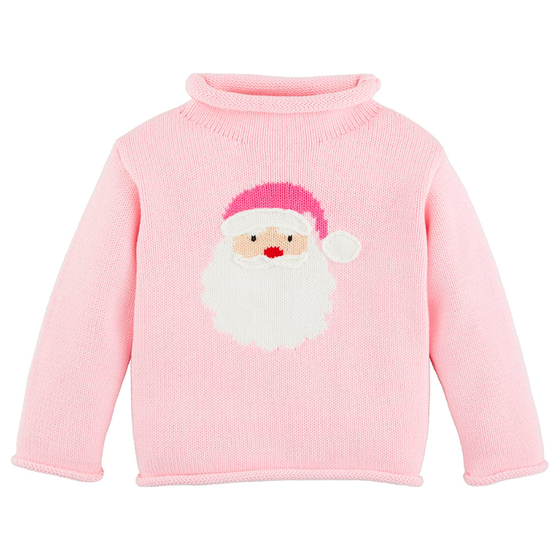Pink Santa Rollneck Sweater for Toddlers
