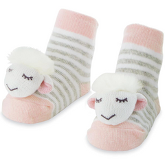 Pink Sheep Rattle Toe Socks