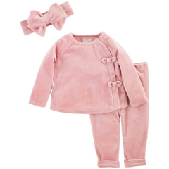 Pink Velour Three-Piece Set