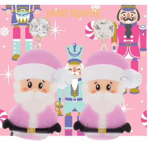 Pink Santa Earrings