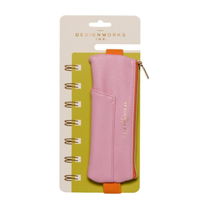 Light Pink and Orange Vegan Leather Pen Pouch