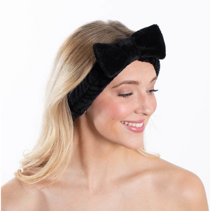 Spa Head Band With Bow-Black.