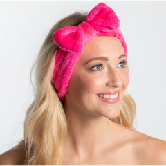 Spa Head Band With Bow-Hot Pink.