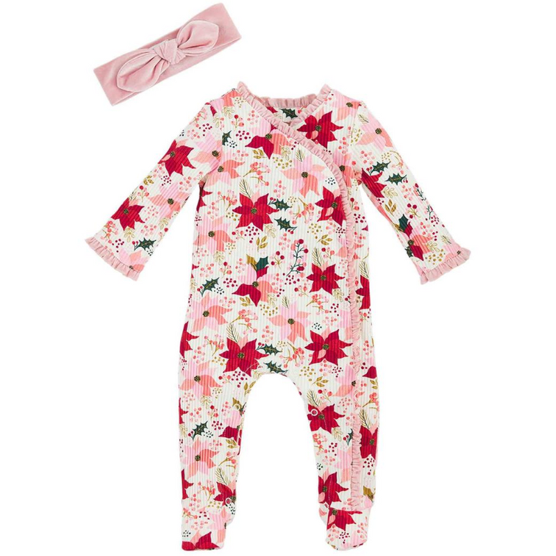 Poinsetta Sleeper and Headband Set