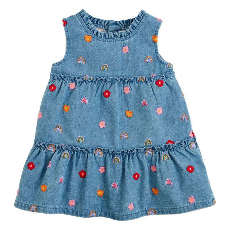 Rainbow Flower Denim Dress