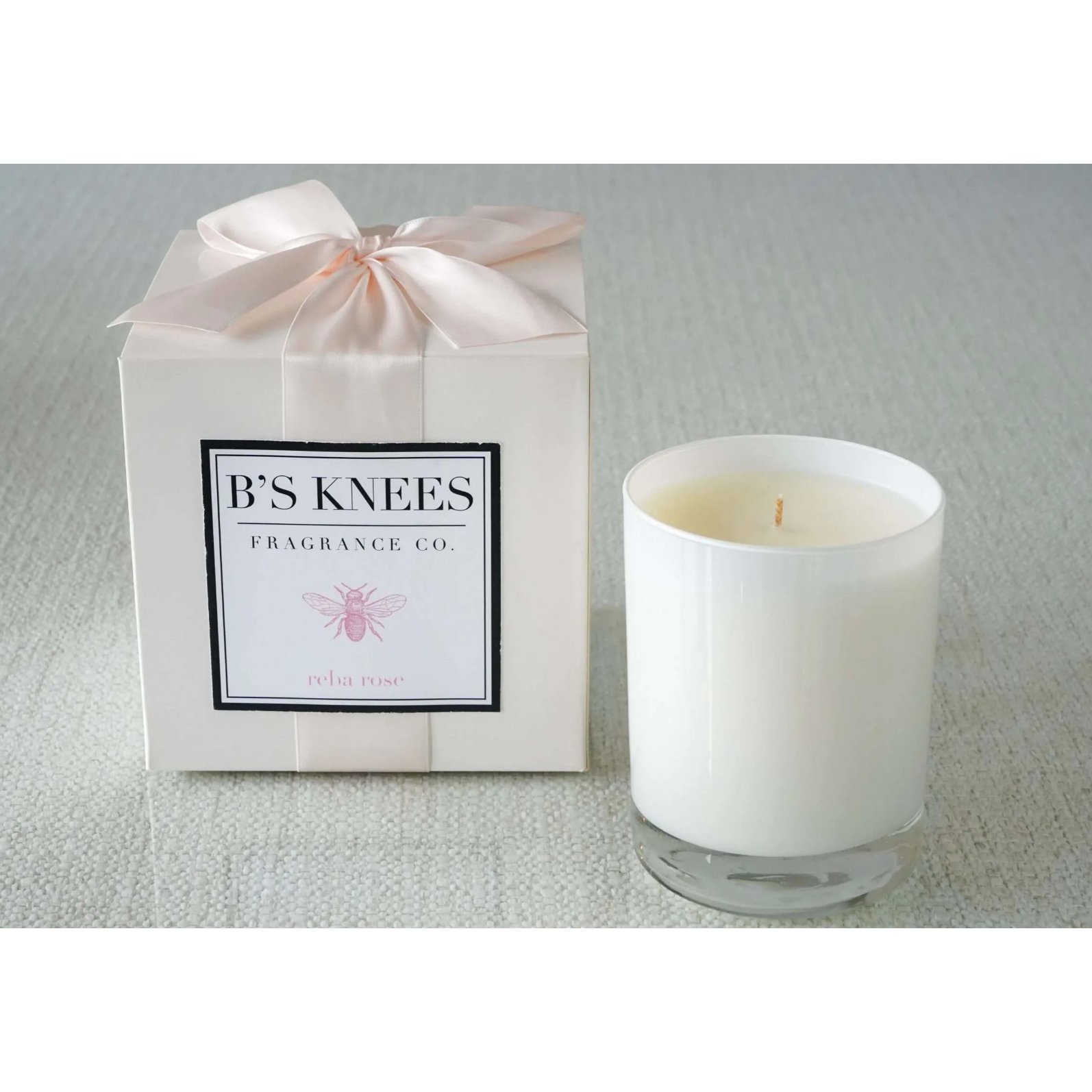 Reba Rose 1 Wick White Glass Candle