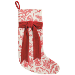 Red Bow Toile Stocking