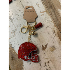 Red Glitter Helmet Keychain
