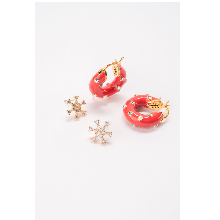Enamel Holiday Hoop Duet-Red