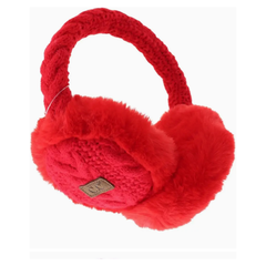 Red Cable Knit Earmuffs