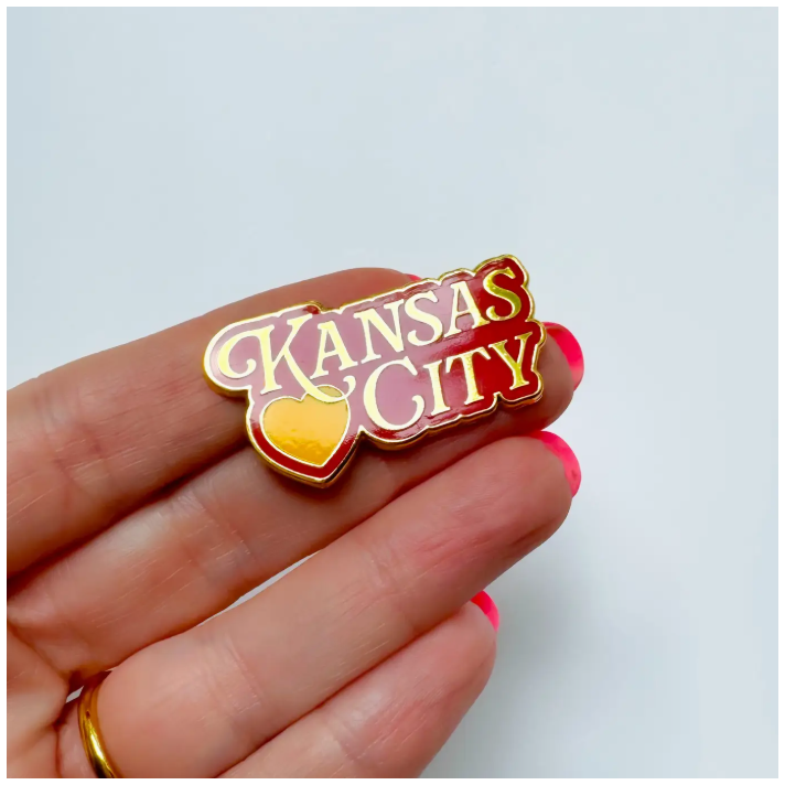 Red and Yellow Vintage KC Heart PIn