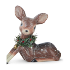 Retro Deer with Wreath Laying Down