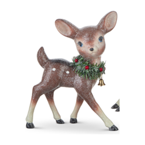 Retro Deer with Wreath Standing