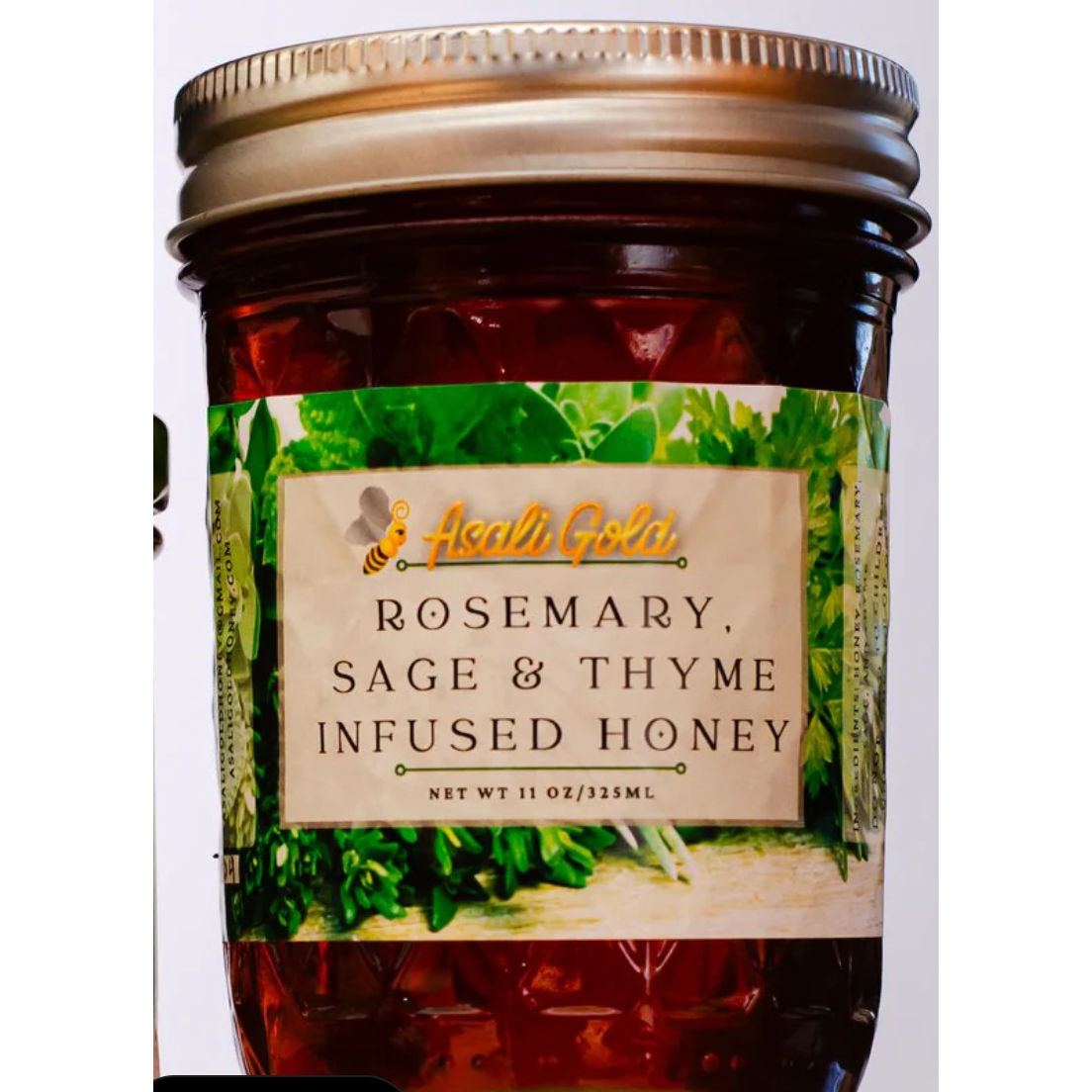 Suggestion


Jar of Asali Gold rosemary, sage & thyme infused honey with a gold lid.