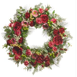 Rose Mixed Greenery Wreath