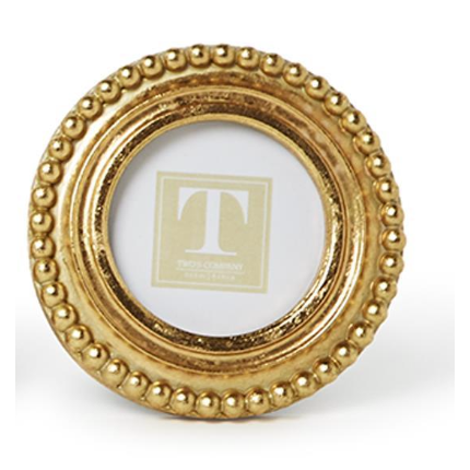 Gold decorative frame with a white center and letter 'T' on a white background