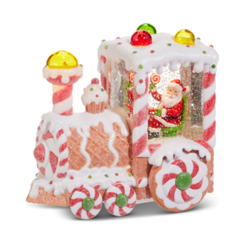 Santa Lighted Water Gingerbread Train