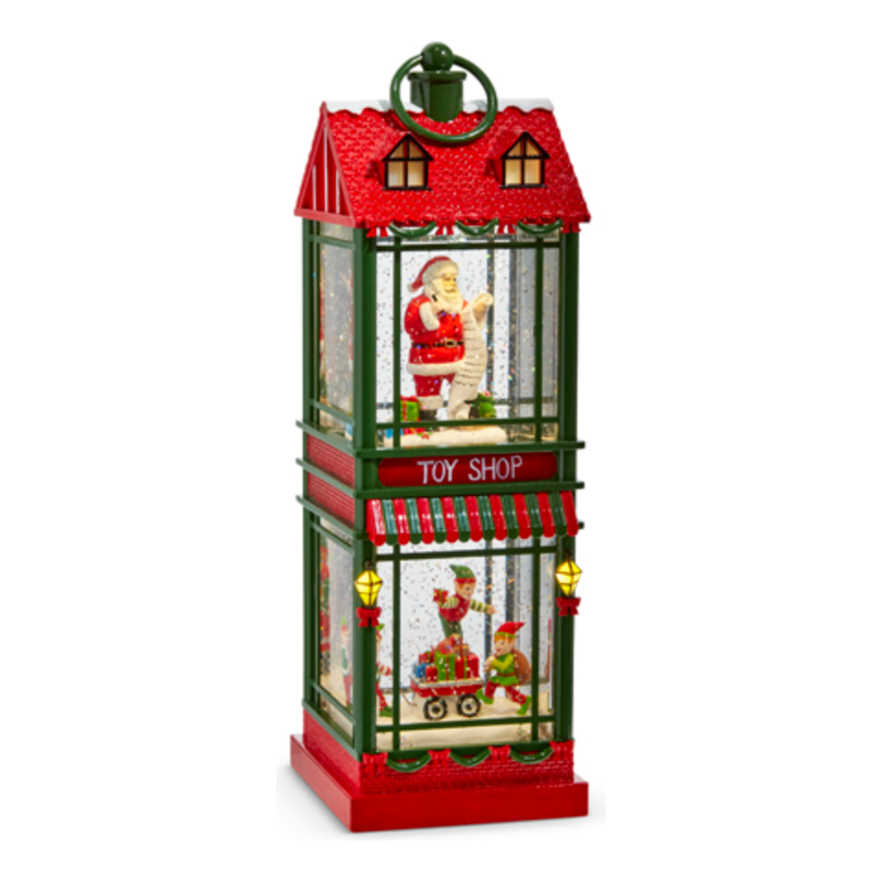 Santa and Elves Lighted Two Story Toy Shop