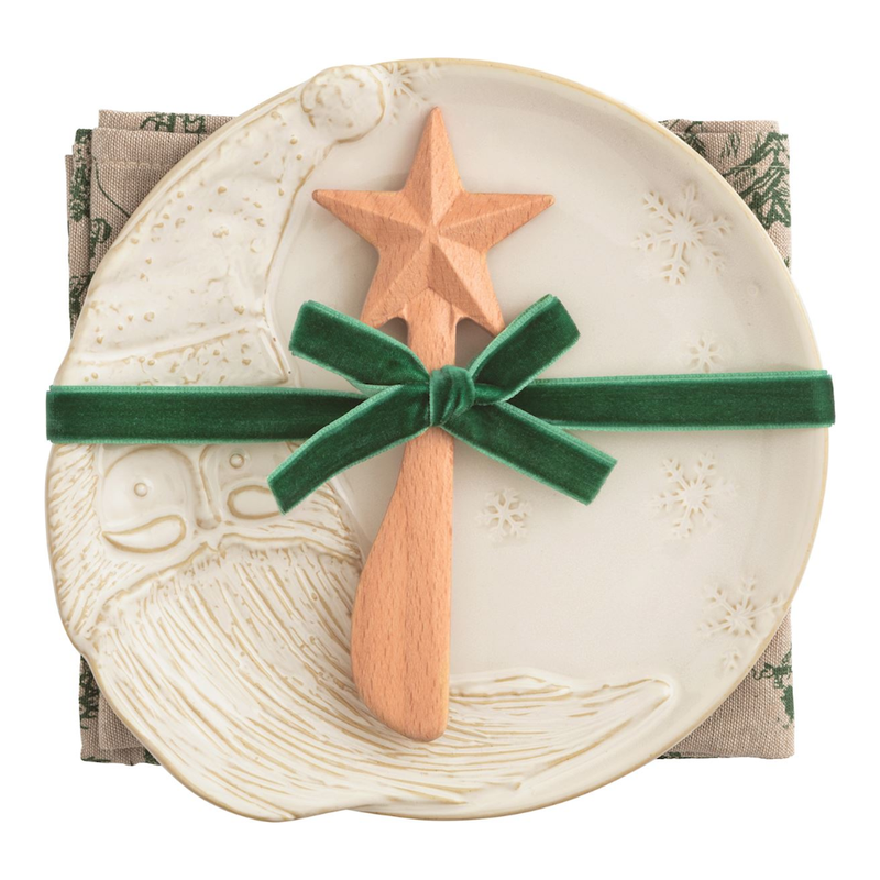 Santa and Moon Christmas Appetizer Plate Set