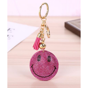 Pink Sparkle Smile Keychain.