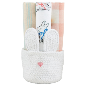 Blue Bunny Basket Towel Set