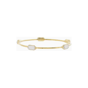 18K Gold Plated Bangle Bracelet with Crystal Rectangles