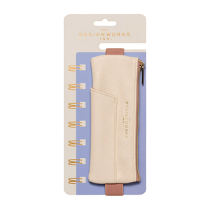 Cream & Taupe Vegan Leather Pen Pouch 