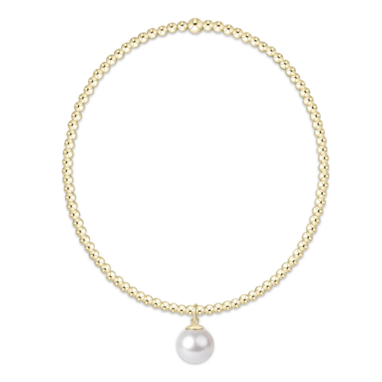 Classic Gold 2mm Bracelet-Classic Pearl 8mm Charm