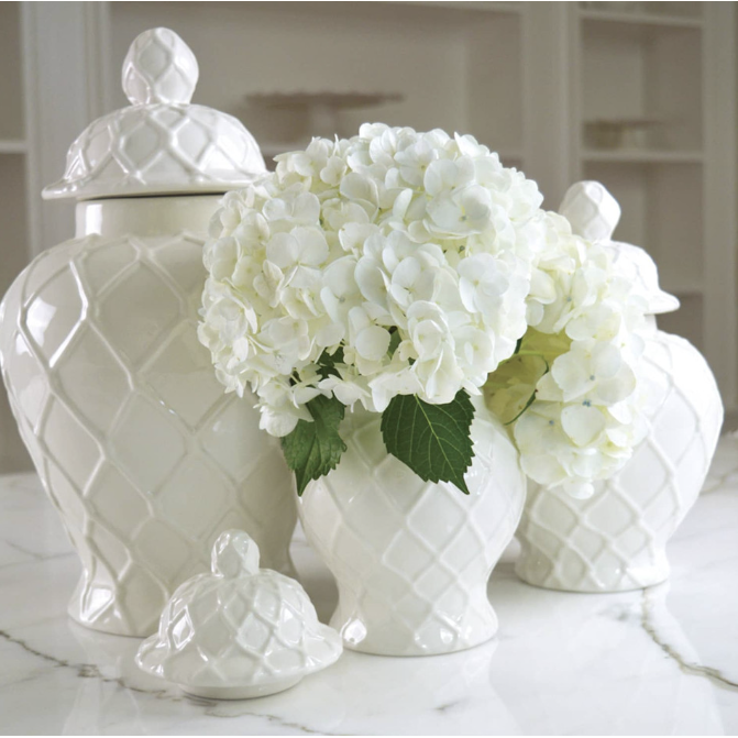 White Small Textured Ginger Jar