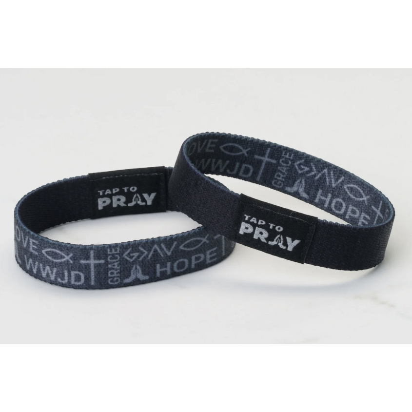 Tap to Pray Wristband-Symbols of Faith-Grey