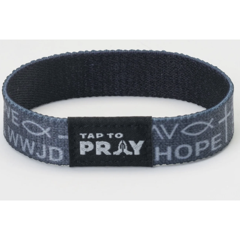 Tap to Pray Wristband-Symbols of Faith-Grey