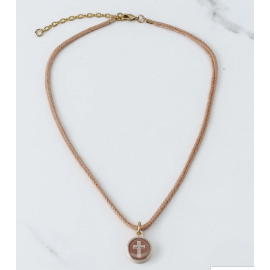 Tap To Pray Survivor Series Mocha Necklace + Cross Charm