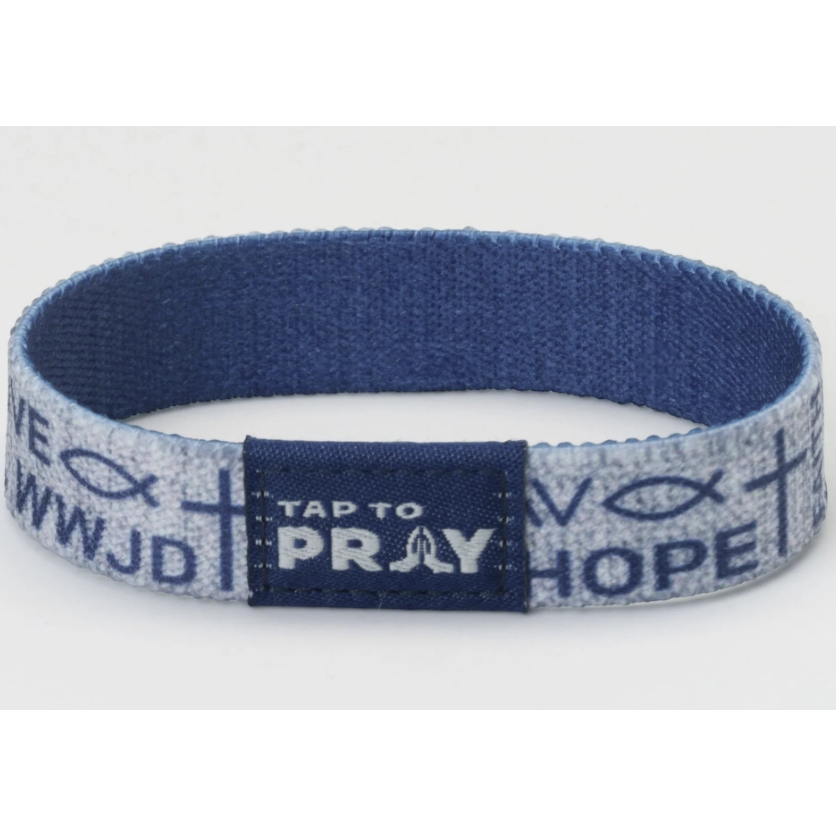 Tap to Pray Wristband-Symbols of Faith-Navy