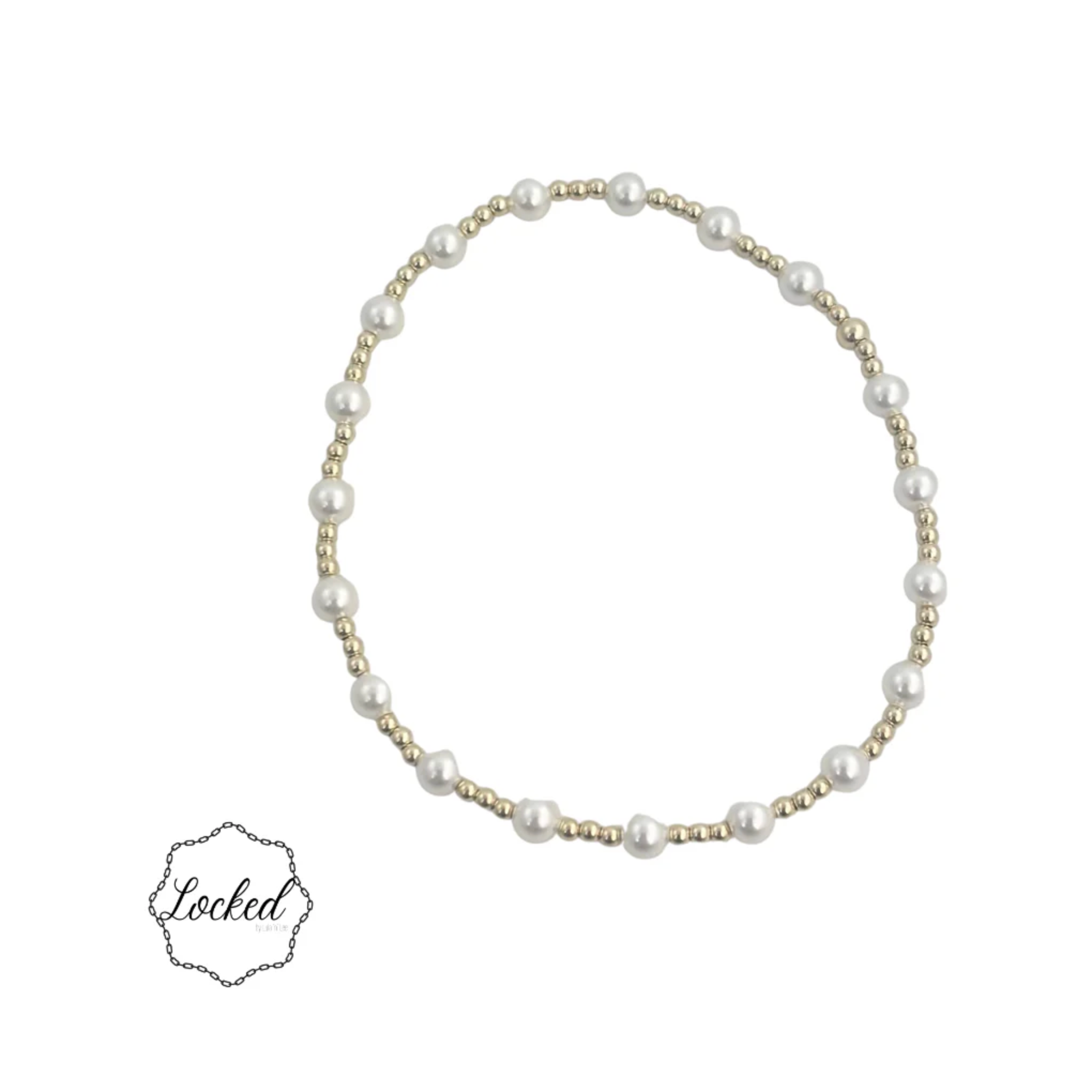 Gold Filled and Glass Pearl Patterned Bracelet (1 Pearl and 3 Gold pattern)