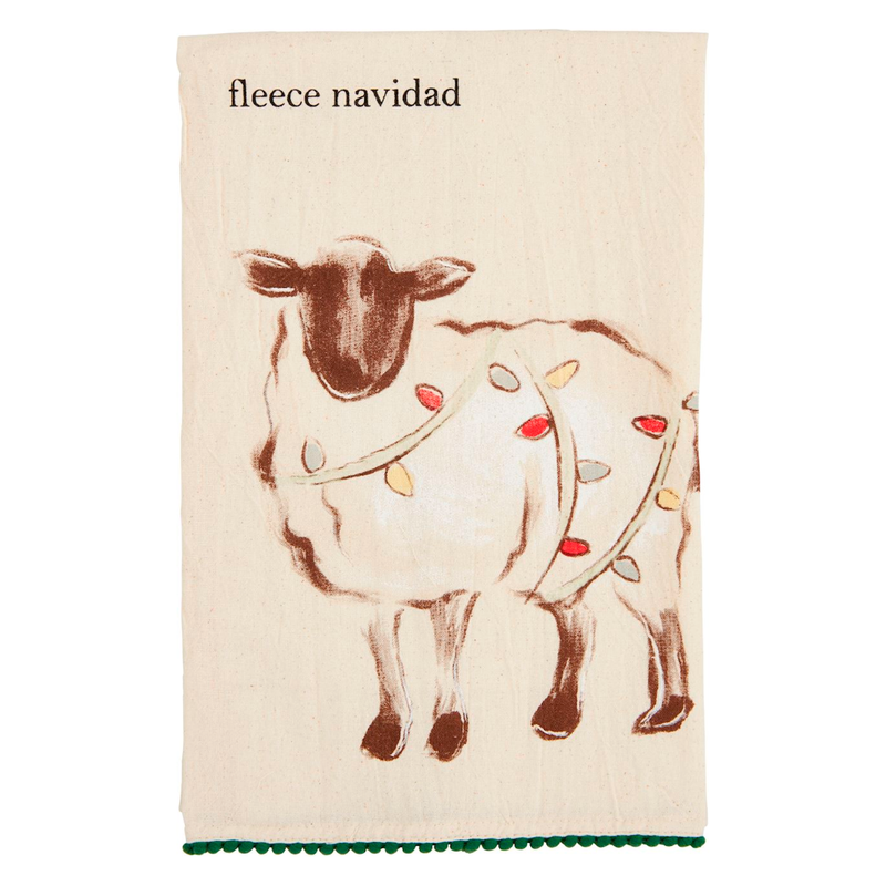 Sheep Fleece Navidad Tea Towel
