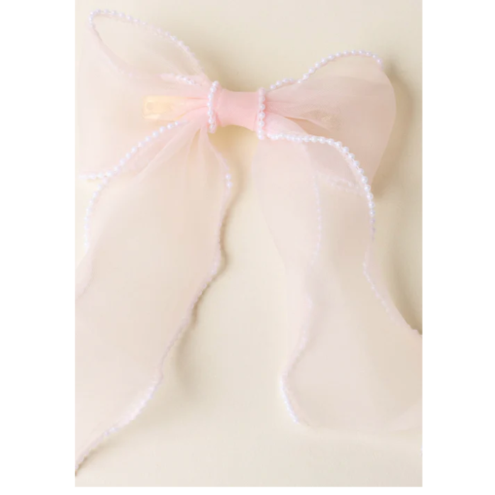 Blush Sheer Pearl Bow