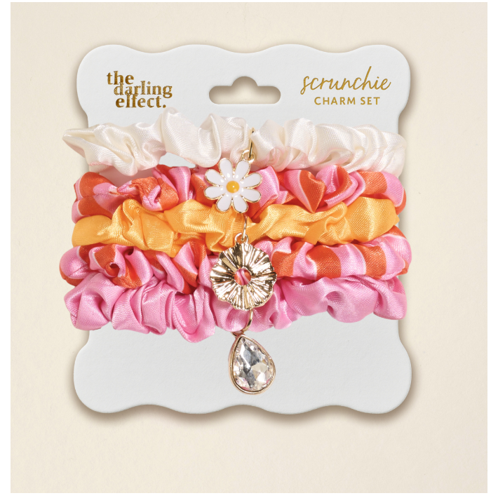 Sicily Stripes Pink Scrunchie Charm Set