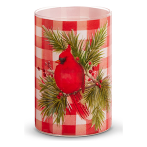 Small Gingham Gingham Cardinal on Branch Container