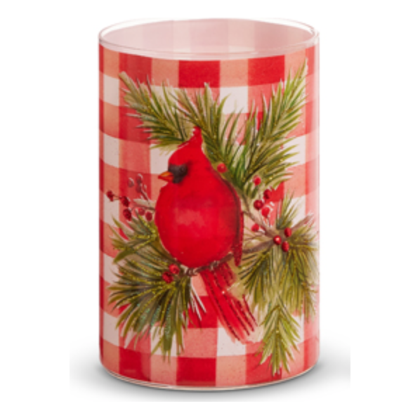 Small Gingham Gingham Cardinal on Branch Container