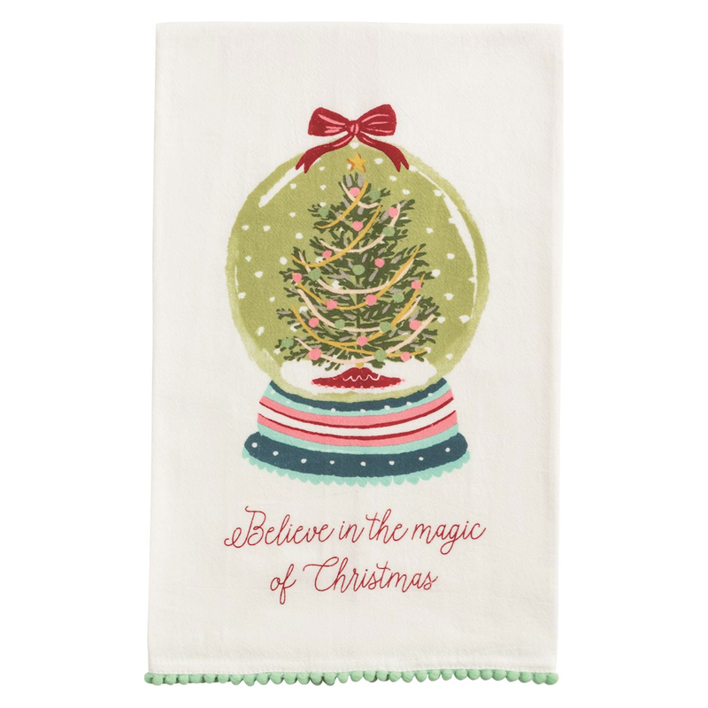 Snowglobe Believe in the Magic of Christmas Tea Towel