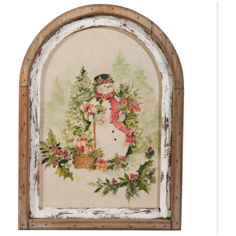 Watercolor Holiday Snowman Framed Wall Art