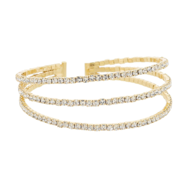 Stacked Mini Pave Crystal Gold Cuff Adjustable Bracelet