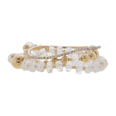 Jayne Set of 3 Clear & Gold Beaded with Clear Crystal Strand Bracelet