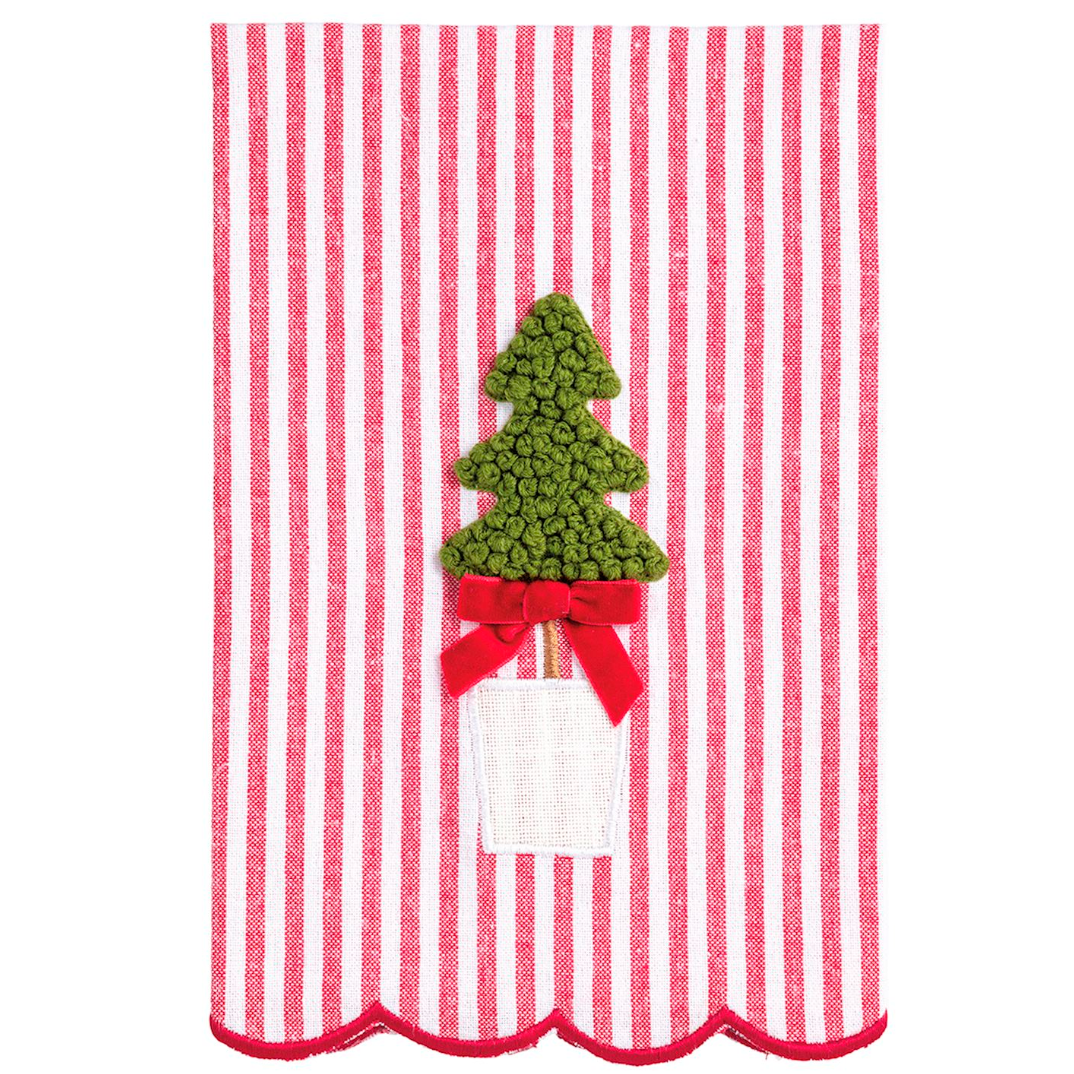 Striped Christmas Topiary Towel 