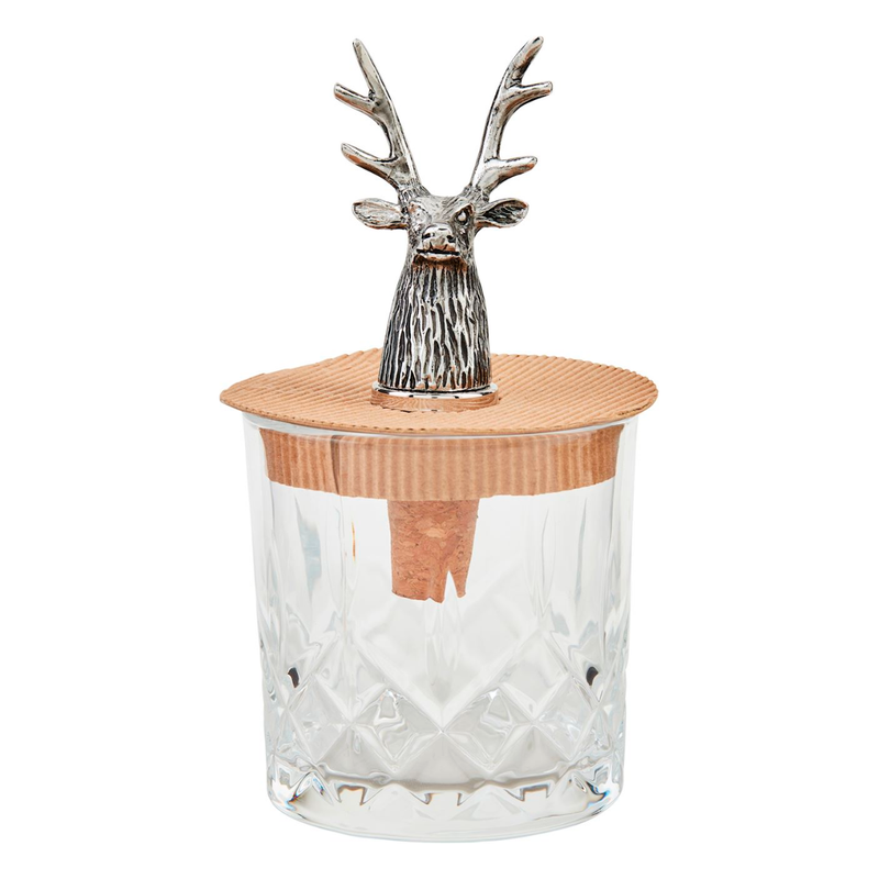 Tall Antler Glass and Bottle Stopper Set