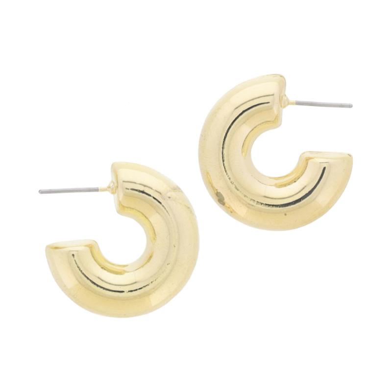 Thick Gold Tubular Hoop Earrings