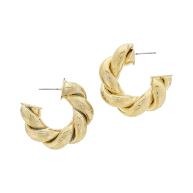 Thick Gold Twist Hoop Earrings